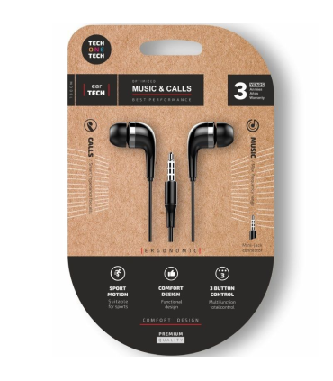 Auriculares Intrauditivos Tech One Tech soft earTECH TEC1005/ con Micrfono/ Jack 3.5/ Negros