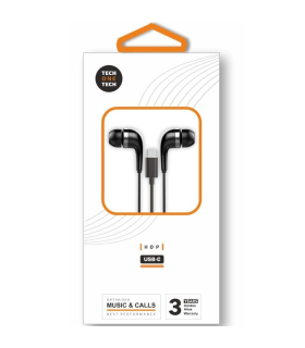 Auriculares Intrauditivos Tech One Tech earTECH TEC1305/ con Micrfono/ USB Tipo-C/ Negros