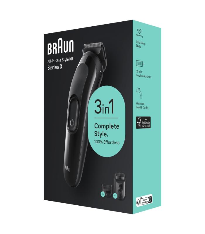 Afeitadora Braun All In One 3 En 1 Style Kit Series 3  Con Batera  2 Accesorios