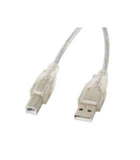 CABLE USB LANBERG USB-A MACHO A USB-B MACHO FERRITA 5M TRANSPARENTE