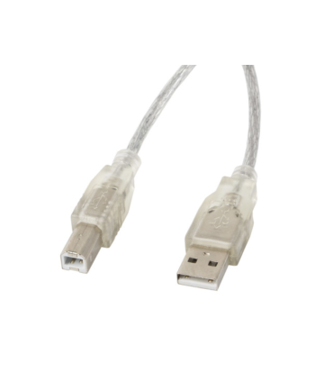 CABLE USB LANBERG USB-A MACHO A USB-B MACHO FERRITA 5M TRANSPARENTE