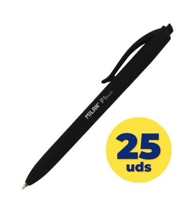 Caja de Bolgrafos de Tinta de Aceite Retrctil Milan P1 Touch MLN176511925/ 25 unidades/ Negros