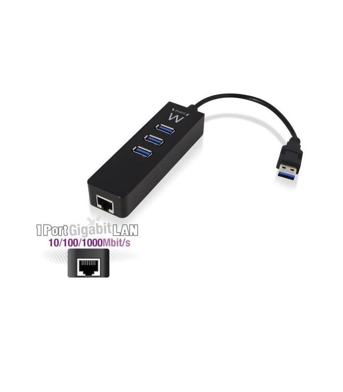 EWENT EW1140 Hub 3 Puertos 3.1+ 1Gbps