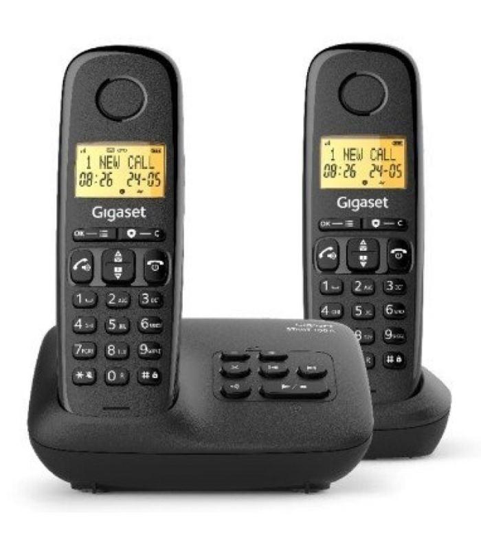 Telfono Inalmbrico Gigaset Basic 100/ Pack DUO/ Negro