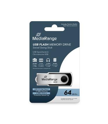 PENDRIVE 64GB USB 2.0 MEDIARANGE SILVER-BLACK