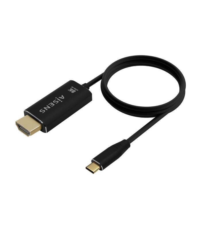 Cable Conversor Aisens A109-0711  USB Tipo-C Macho - HDMI 8K Macho  Hasta 27W  6000Mbps  1m  Negro