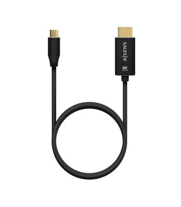 Cable Conversor Aisens A109-0711  USB Tipo-C Macho - HDMI 8K Macho  Hasta 27W  6000Mbps  1m  Negro