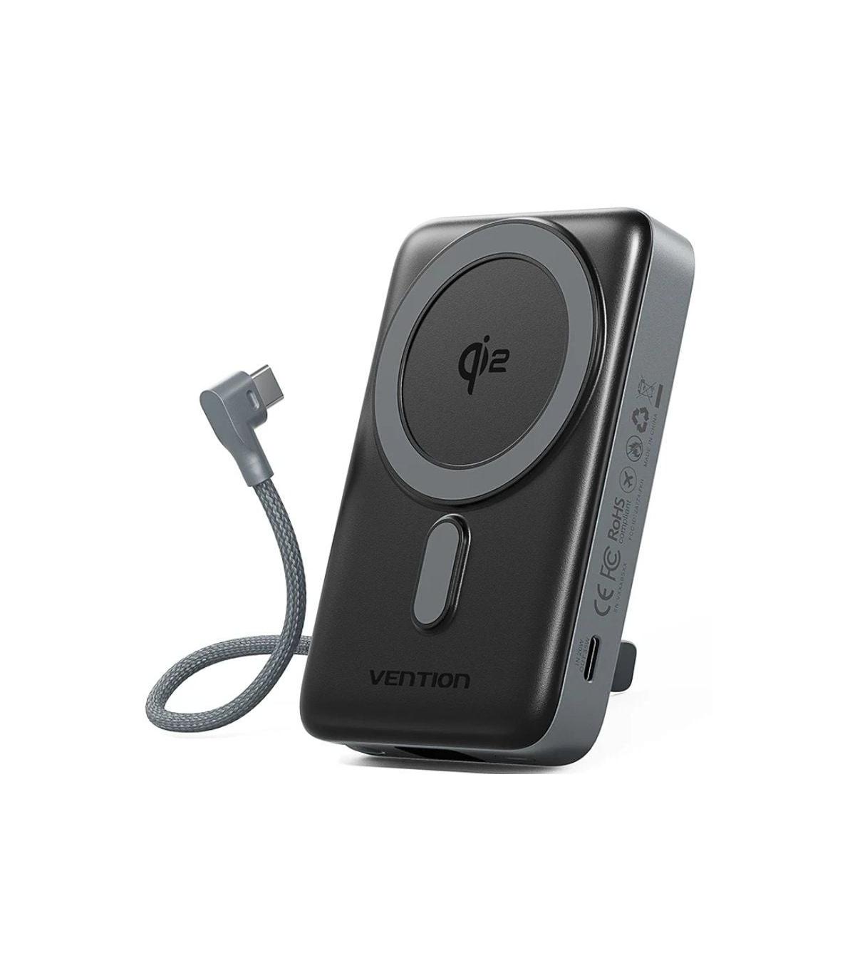 Powerbank 10000mAh Vention FKHH0/ 35W/ Wireless/ Gris/ Incluye Cable USB TIpo-C