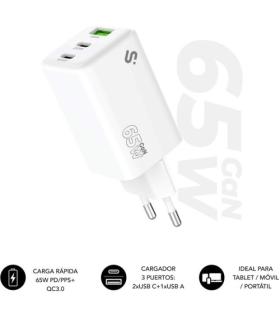 SUBBLIM CARGADOR GAN 65W CHARGER USB C+C+A