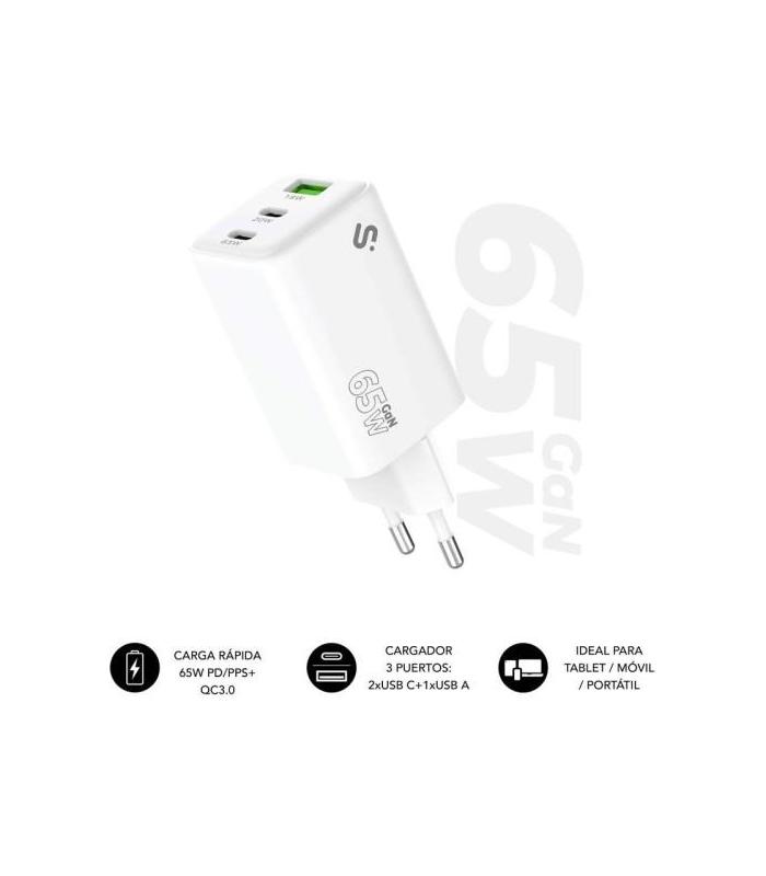 SUBBLIM CARGADOR GAN 65W CHARGER USB C+C+A