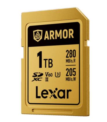 LEXAR 1TB PROFESSIONAL ARMOR GOLD SDXC UHS-II CARDS,  UP TO 280MB/S READ 210MB/S WRITE C10 V60 U3,STAINLESS STEEL CASING, IP68