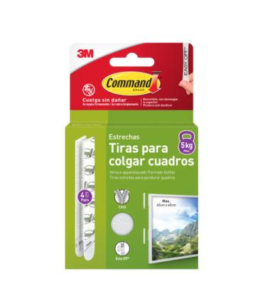 BLISTER TIRAS ADHESIVAS ESTRECHAS PARA CUADROS HASTA 5KG COMMAND 17207WHI-4-ISP 3M 7100337206