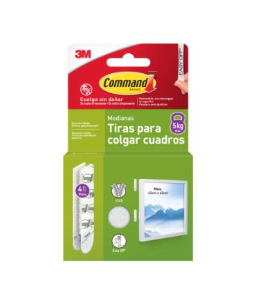 BLISTER TIRAS ADHESIVAS MEDIANAS PARA CUADROS HASTA 5KG COMMAND 17204WHI-4-ISP 3M 7100336967