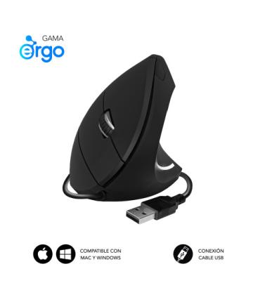 SUBBLIM Ratn GLIDE VERTICAL ERGO WIRED MOUSE BLACK