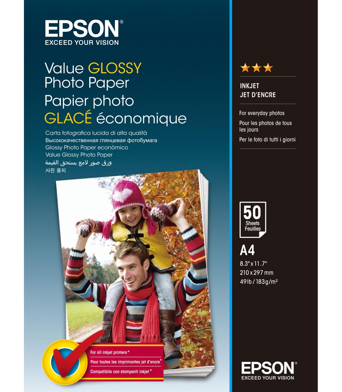 PAPEL FOTO GLOSSY EPSON A4 - 183GR M (20 HOJAS)