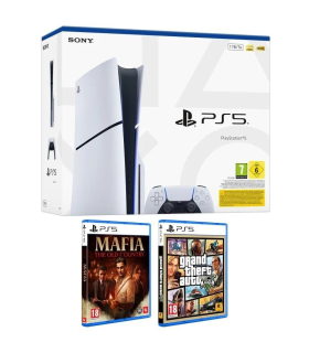 Consola Sony Playstation 5 - PS5 Slim Estndar 1TB/ Incluye Mando Dual Sense y Juego GTA V + Mafia: The Old Country/ Chassis E