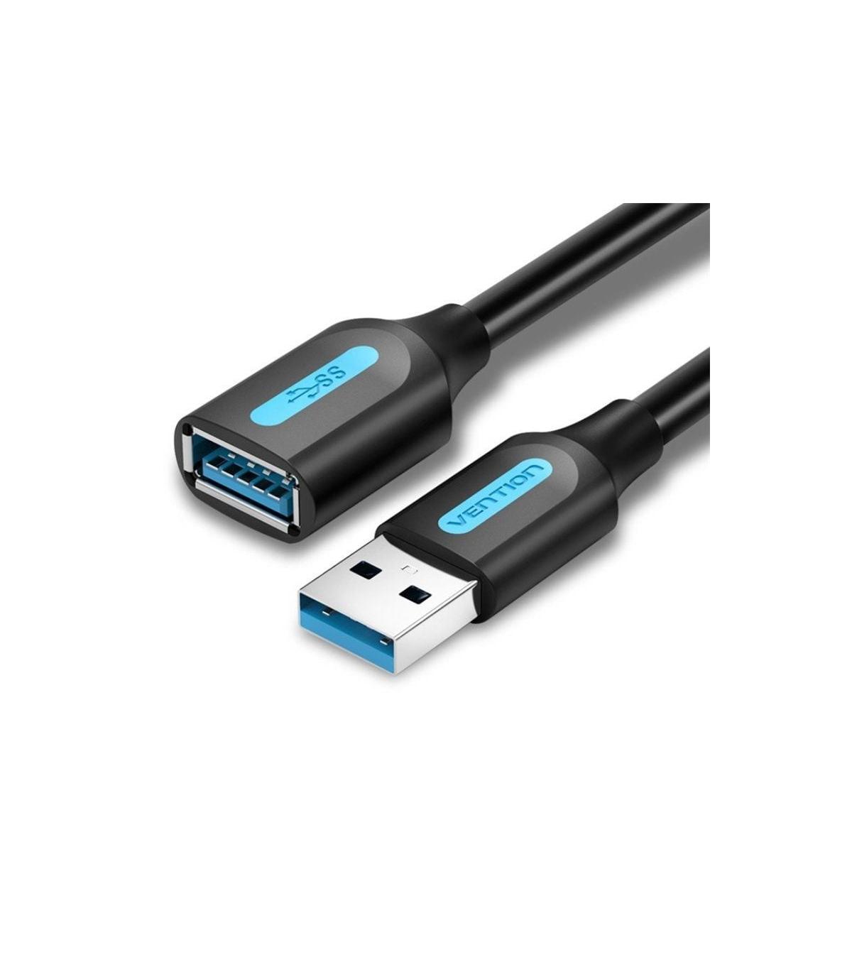 Cable Alargador USB 3.0 Vention CBHBG/ USB Macho - USB Hembra/ 5Gbps/ 1.5m/ Negro