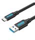 Cable USB 3.0 Tipo-C Vention COZBC/ USB Macho - USB Tipo-C Macho/ 5Gbps/ 25cm/ Negro