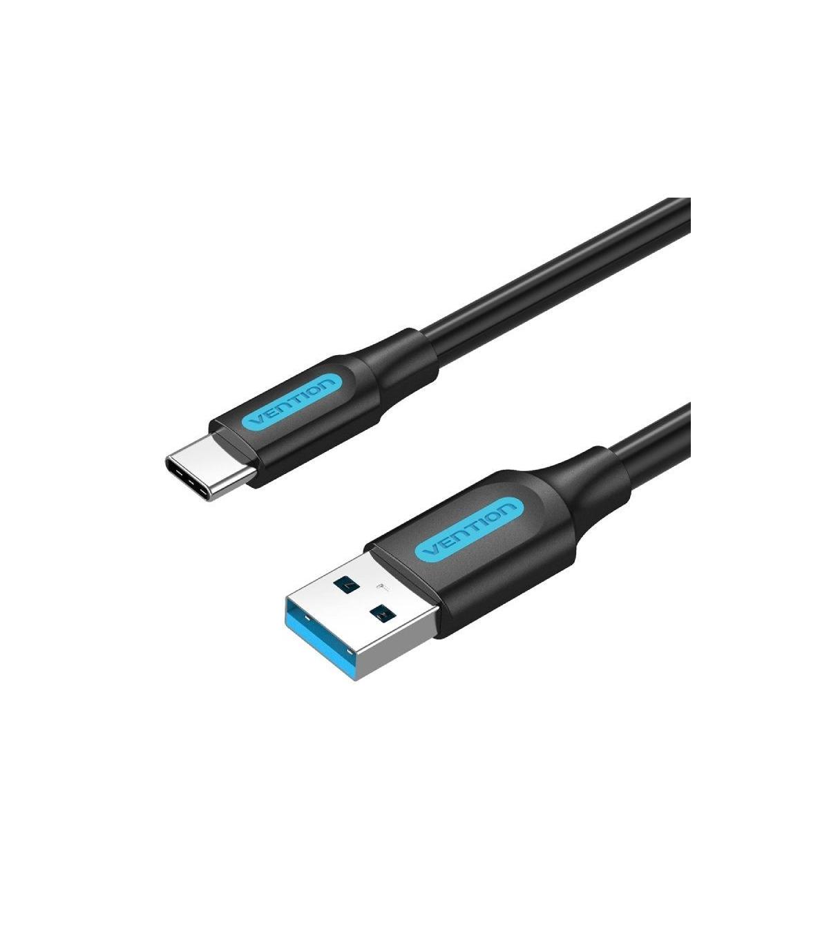 Cable USB 3.0 Tipo-C Vention COZBC/ USB Macho - USB Tipo-C Macho/ 5Gbps/ 25cm/ Negro