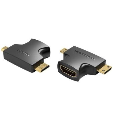 Adaptador HDMI 2 en 1 Vention AGFB0/ HDMI Hembra - Micro HDMI Macho - Mini HDMI Macho