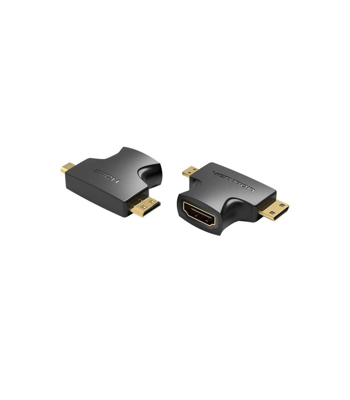 Adaptador HDMI 2 en 1 Vention AGFB0/ HDMI Hembra - Micro HDMI Macho - Mini HDMI Macho
