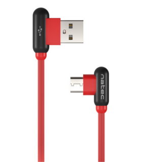 CABLE NATEC USB-C MACHO A USB-A 2.0 MACHO 1M CONECTORES EN ANGULO ROJO EN CAJA