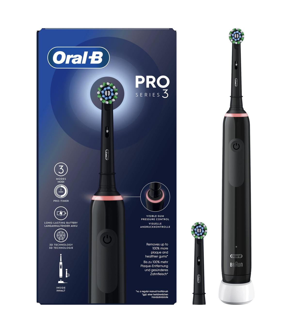 Cepillo Dental Oral-B Pro 3  Incluye 1 Recambio  Negro