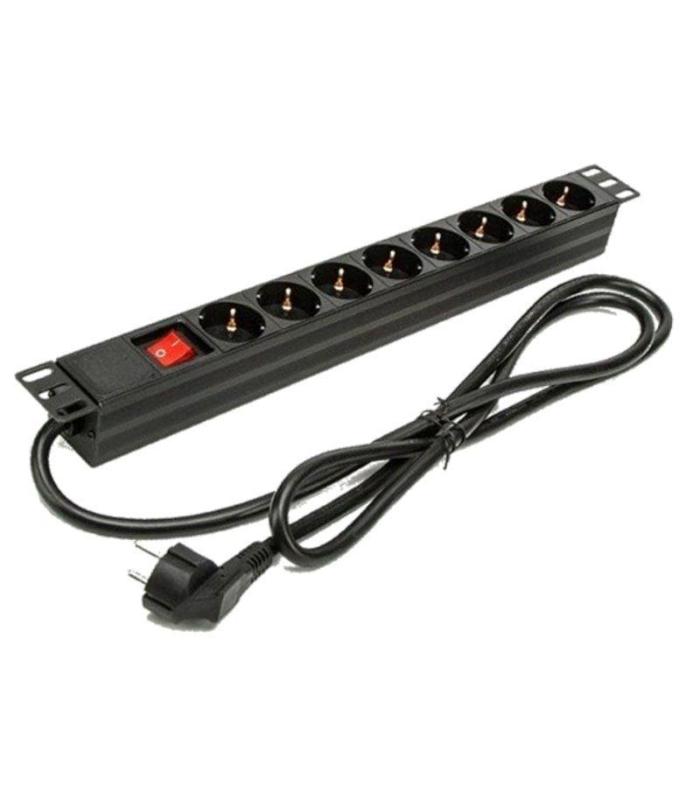 Regleta con Interruptor Phasak BNS 1518/ 8 Tomas de Corriente/ Cable 1.5m/ Negro