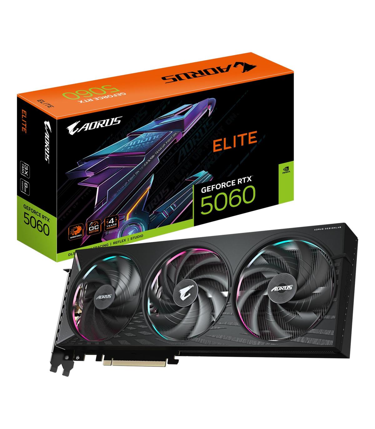 Tarjeta Grfica Gigabyte AORUS GeForce RTX 5060 Elite  8GB GDDR7