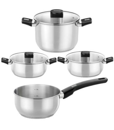 Pack Batera de Cocina Elite Monix M240001/ Cazo 14cm/ Ollas 24cm/ Cacerolas 20 - 24cm/ Acero Inoxidable/ Apta para Induccin