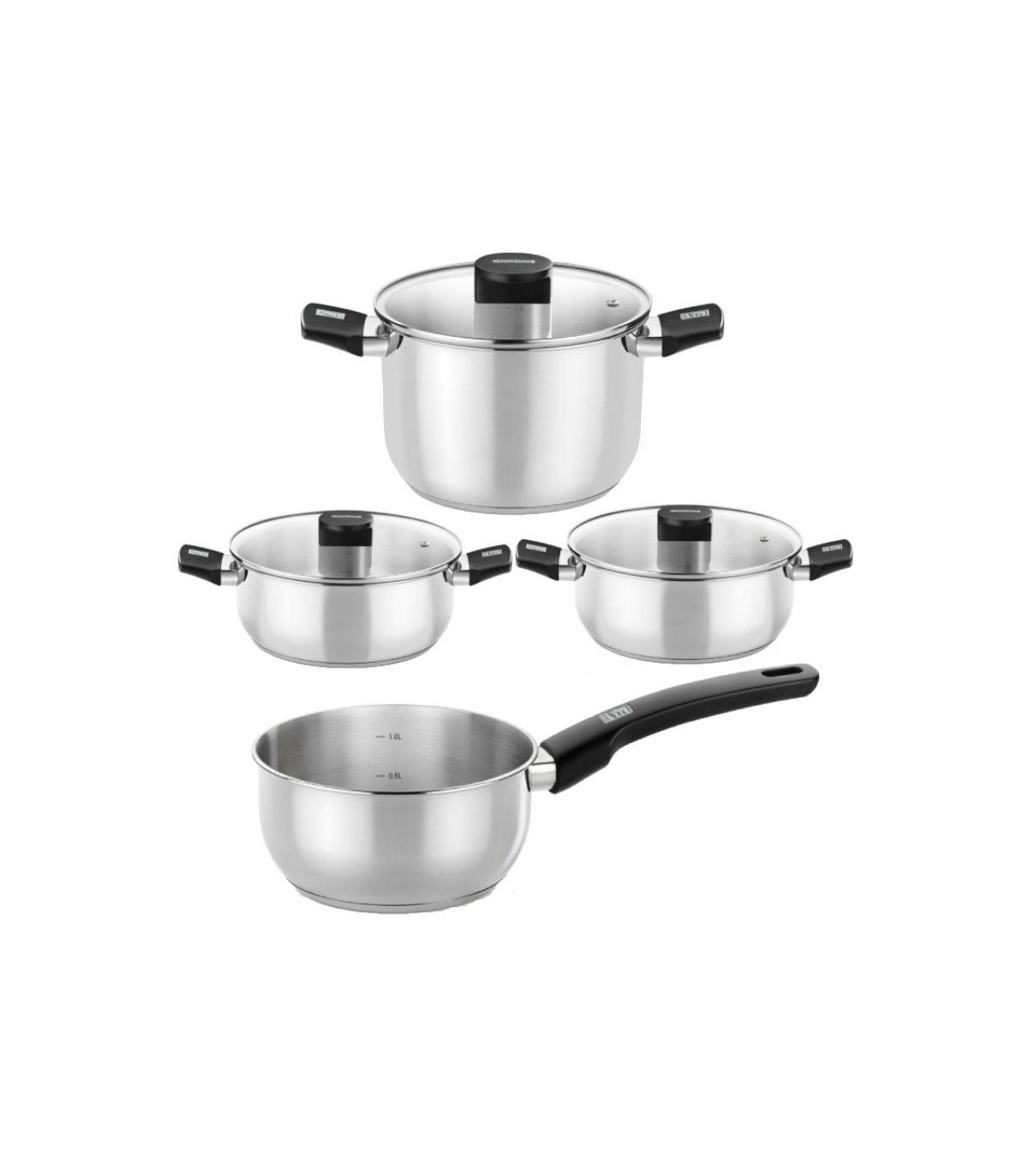 Pack Batera de Cocina Elite Monix M240001/ Cazo 14cm/ Ollas 24cm/ Cacerolas 20 - 24cm/ Acero Inoxidable/ Apta para Induccin