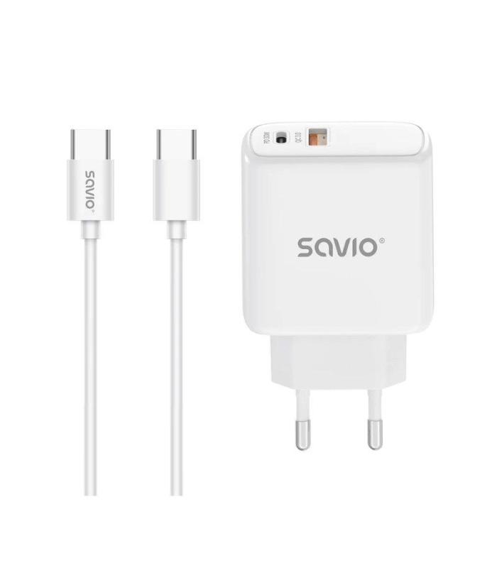 CARGADOR SAVIO LA-10 30W WHITE CON CABLE