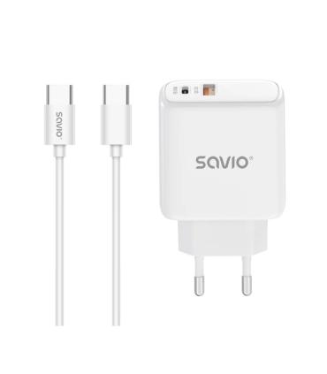 CARGADOR SAVIO LA-10 30W WHITE CON CABLE