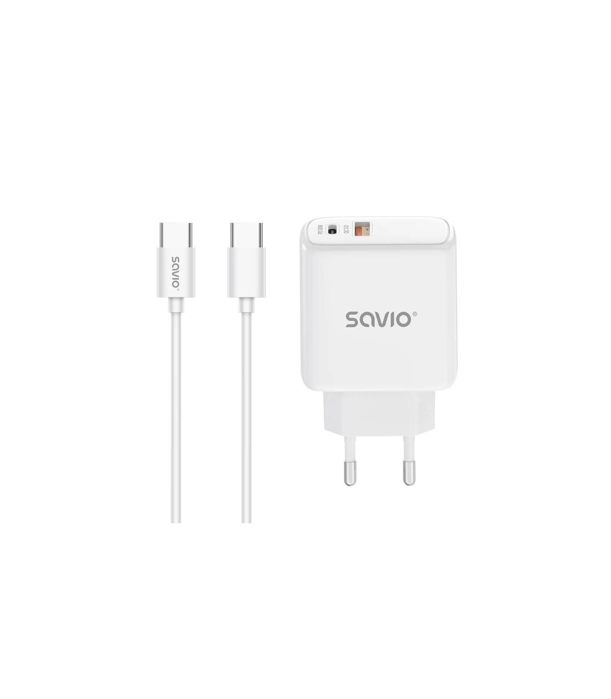 CARGADOR SAVIO LA-10 30W WHITE CON CABLE