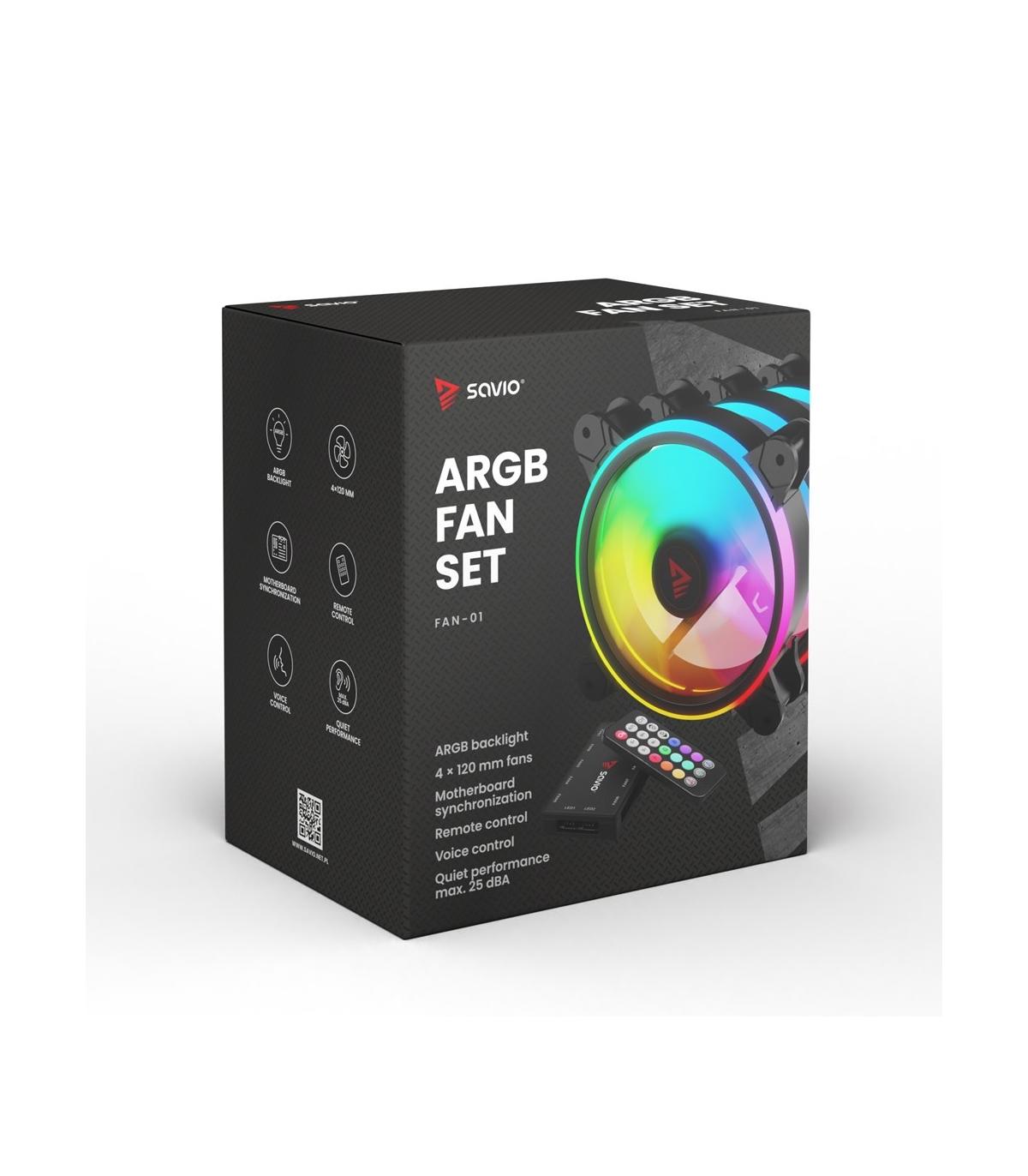 KIT 4 VENTILADORES PC SAVIO CON MANDO BLACK