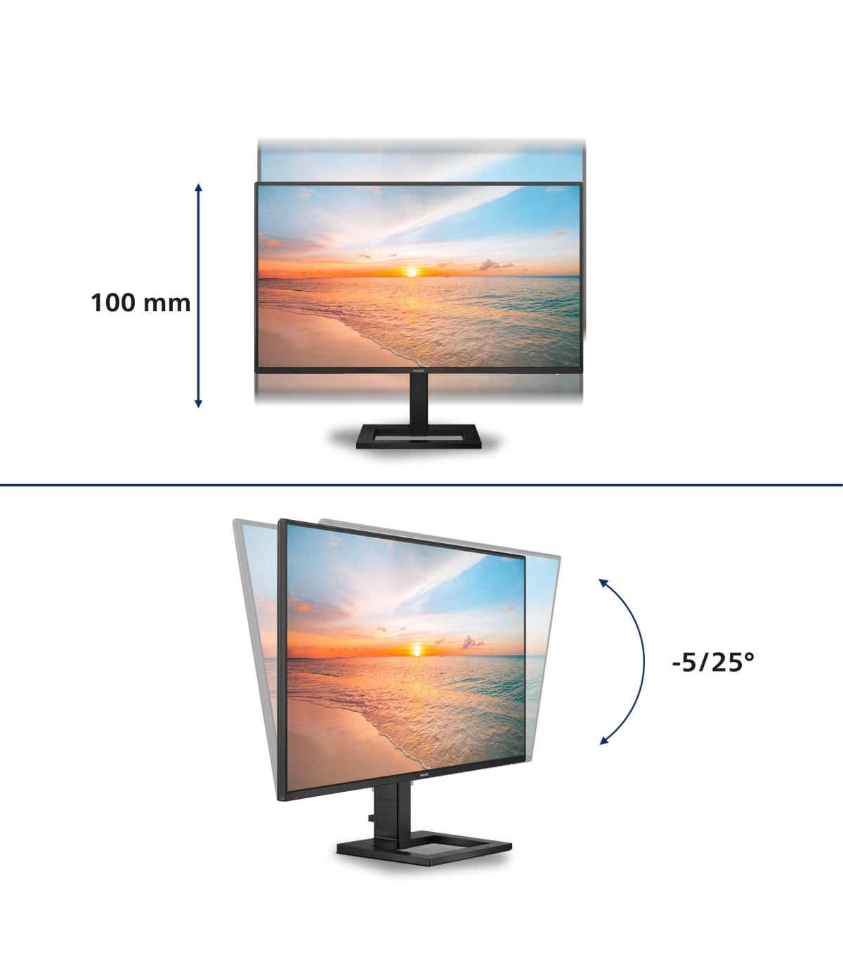 Monitor Profesional Philips 27E1N1600AE 27'  QHD  Multimedia  Regulable En Altura  Negro