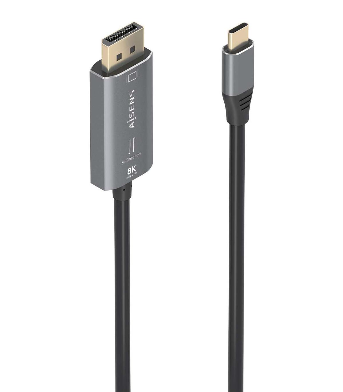 Cable Conversor Aisens A109-0880  USB Tipo-C Macho - DisplayPort Macho  1.8m  Negro
