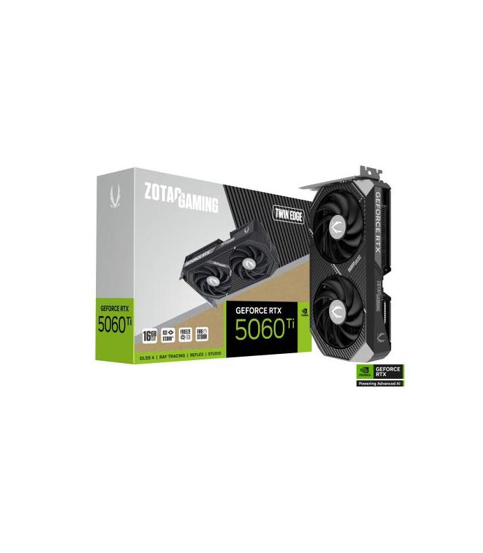 VGA ZOTAC RTX 5060 TI 16GB TWIN EDGE,NV,RTX5060TI,16GB,GDDR7,128BIT,1HDMI+3DP,2 VENTILADORES (ZT-B50620E-10M)