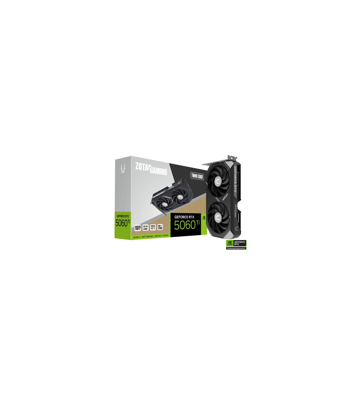 VGA ZOTAC RTX 5060 TI 16GB TWIN EDGE,NV,RTX5060TI,16GB,GDDR7,128BIT,1HDMI+3DP,2 VENTILADORES (ZT-B50620E-10M)