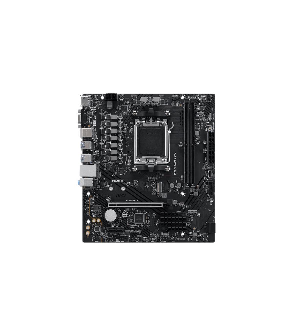 PLACA MSI PRO A620AM-B EVO,AMD,AM5,A520,2DDR5,128GB,VGA+HDMI,2.5GBLAN,2SATA3+1XM.2,6USB3.2,MATX