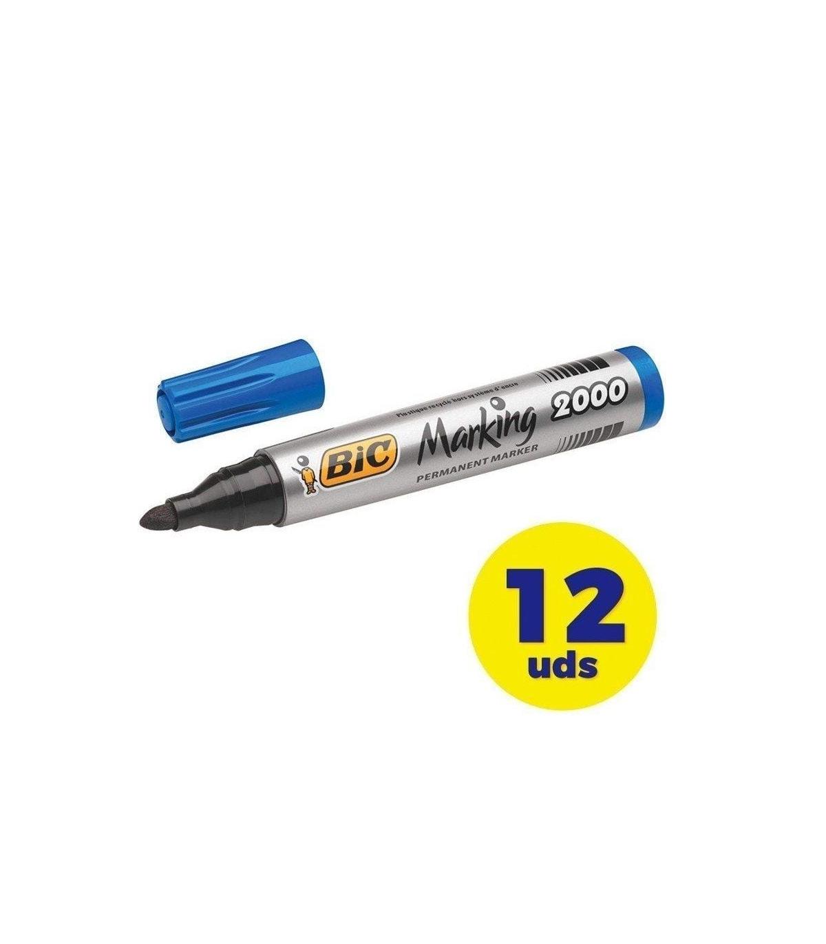Caja de Rotuladores de Punta Fibra Acrlica Permanente Bic Marking 2000/ 4.9mm/ 12 unidades/ Azules