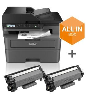 Multifuncin Lser Monocromo Brother MFC-L2827DWXL WiFi/ Fax/ Dplex/ Pack impresora + consumibles XL/ Negra