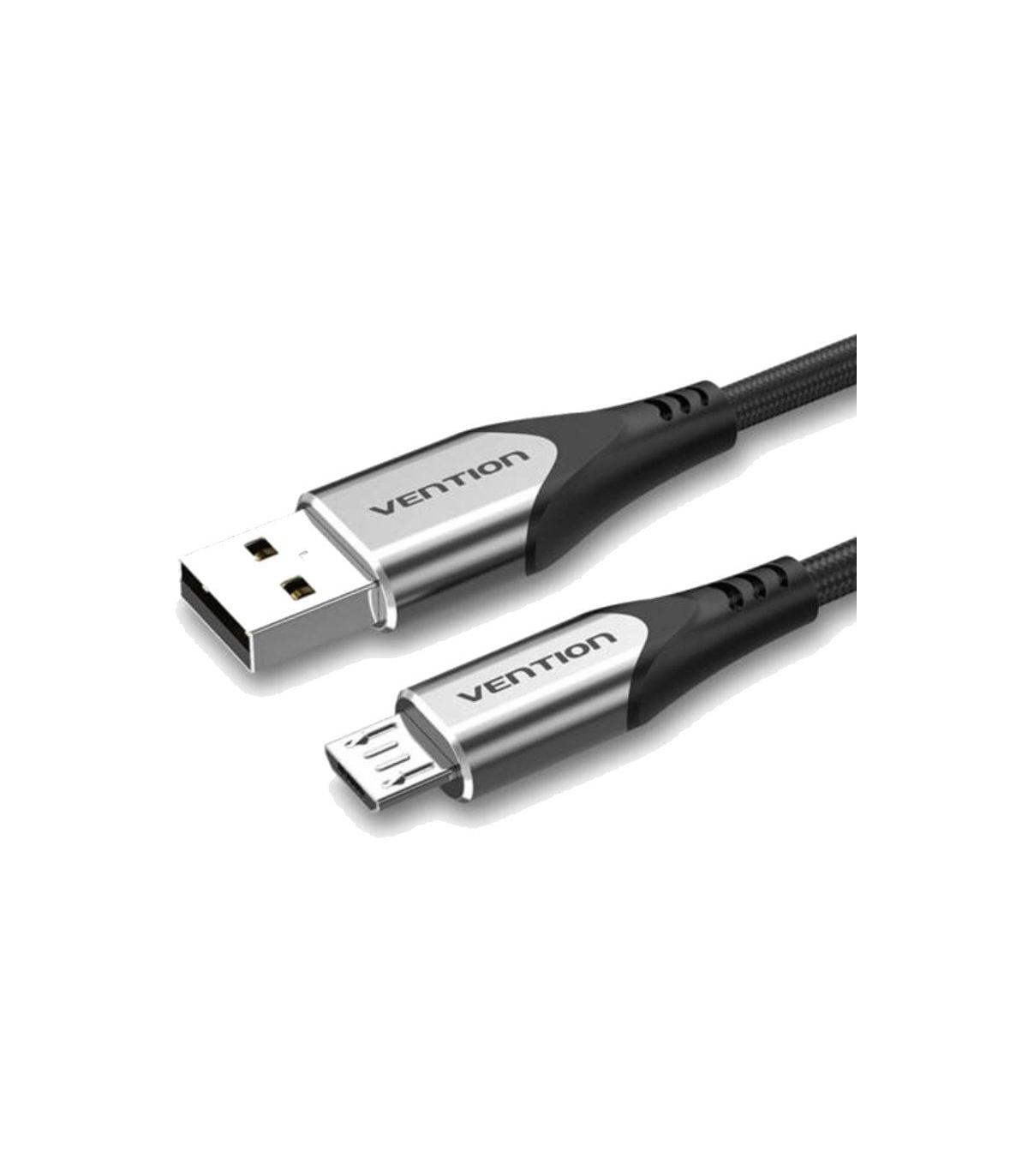 Cable USB 2.0 Vention COAHF/ USB Macho - MicroUSB Macho/ Hasta 60W/ 480Mbps/ 1m/ Gris
