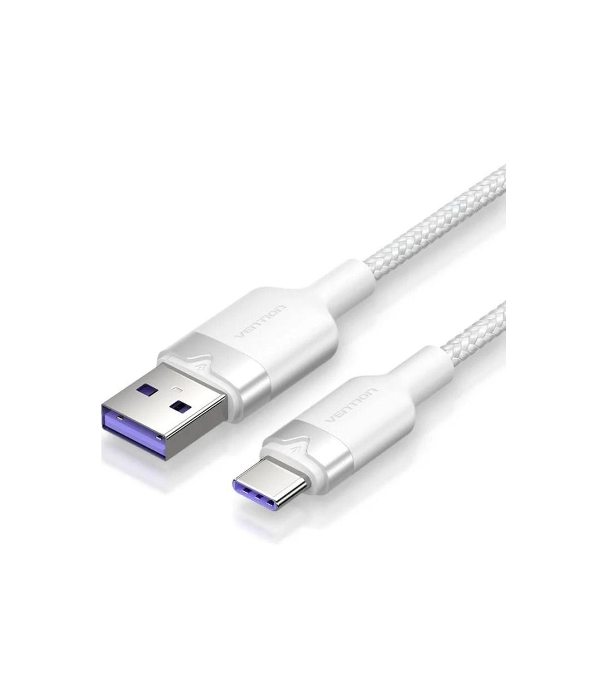 Cable USB 2.0 Tipo-C Vention CTOWF/ USB Tipo-C Macho - USB Macho/ Hasta 100W/ 480Mbps/ 1m/ Blanco