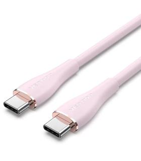 Cable USB 2.0 Tipo-C Vention TAWPF/ USB Tipo-C Macho - USB Tipo-C Macho/ Hasta 100W/ 480Mbps/ 1m/ Rosa