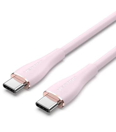 Cable USB 2.0 Tipo-C Vention TAWPF/ USB Tipo-C Macho - USB Tipo-C Macho/ Hasta 100W/ 480Mbps/ 1m/ Rosa
