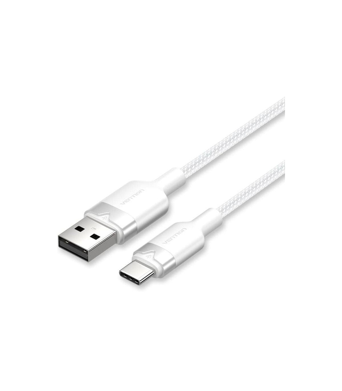 Cable USB 2.0 Tipo-C Vention CTNWH/ USB Tipo-C Macho - USB Macho/ Hasta 60W/ 480Mbps/ 2m/ Blanco