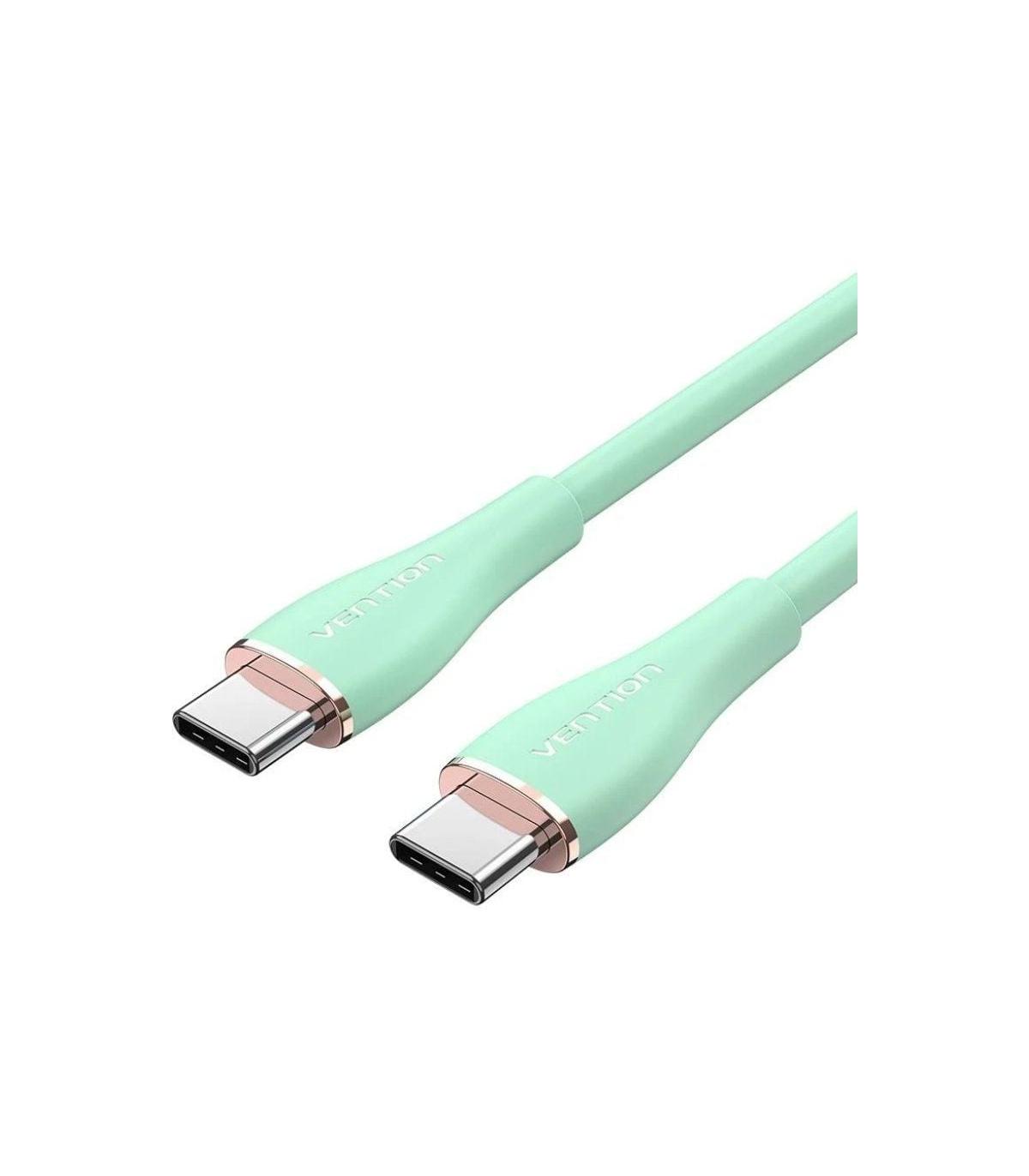 Cable USB 2.0 Tipo-C Vention TAWGF/ USB Tipo-C Macho - USB Tipo-C Macho/ Hasta 100W/ 480Mbps/ 1m/ Verde