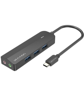 Hub USB Tipo-C Vention TGQBB/ 3xUSB/ 2xJack 3.5mm/ 1xMicroUSB PD