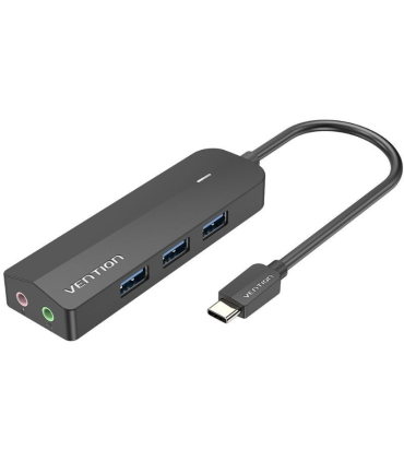 Hub USB Tipo-C Vention TGQBB/ 3xUSB/ 2xJack 3.5mm/ 1xMicroUSB PD